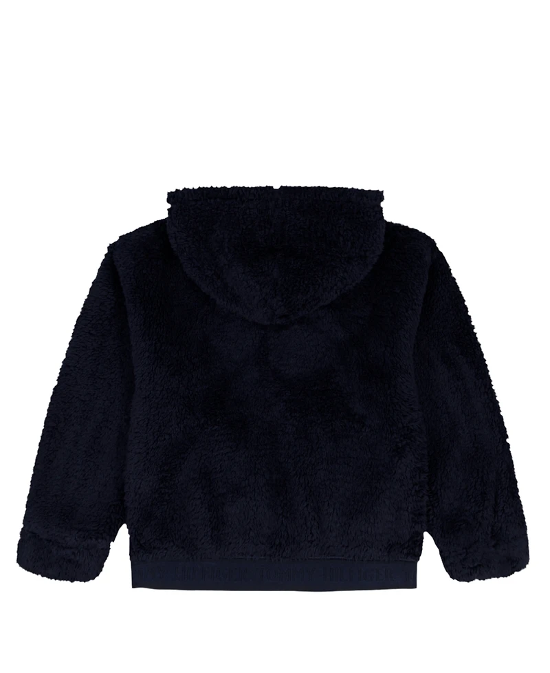 Tommy Hilfiger Girls 2T-6X Minky Loose Fit Zip Front Hoodie