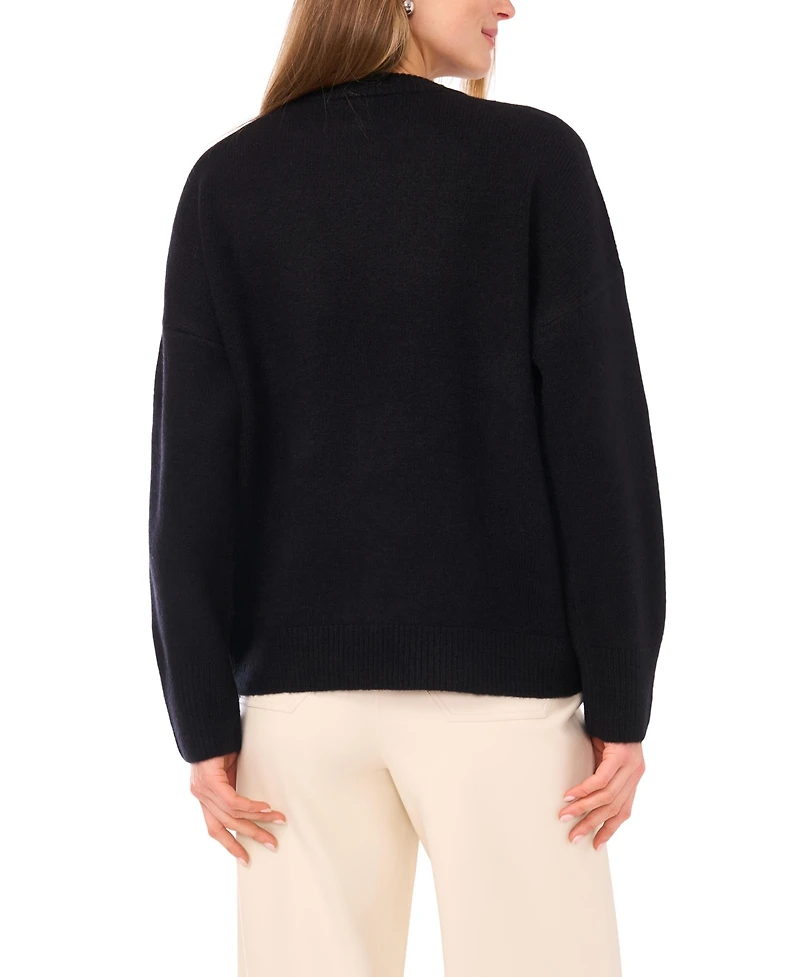 Vince Camuto Women's Flower Motif Crewneck Sweater