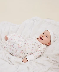 Little Me Baby Girls Vintage Rose Print Gown and Beanie, 2 Piece Set