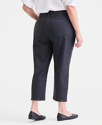 Style & Co Plus Size Embroidered High-Rise Straight-Leg Cropped Jeans, Macy's Exclusive