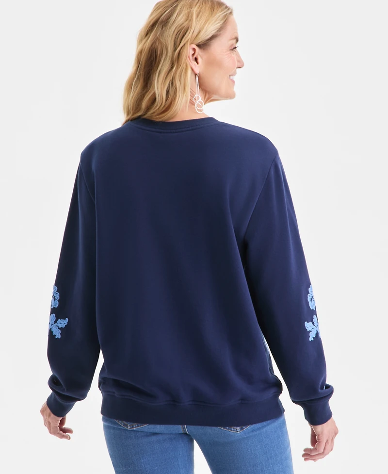 Style & Co Women's Crewneck Embroidered Sweatshirt, Macy's Exclusive