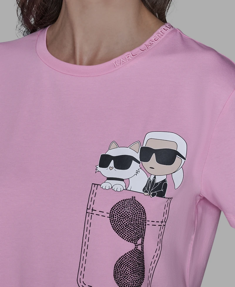 Karl Lagerfeld Paris Women's Short-Sleeve Pocket T-Shirt