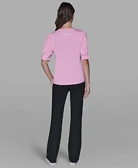 Karl Lagerfeld Paris Women's Puff Sleeves T-Shirt