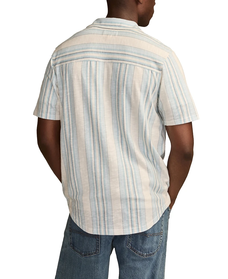 Lucky Brand Men's Short-Sleeve Striped Linen Knit Shirt