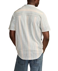 Lucky Brand Men's Short-Sleeve Striped Linen Knit Shirt