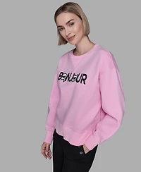Karl Lagerfeld Paris Women's Duo Bonjour Crewneck Sweater