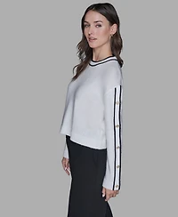 Karl Lagerfeld Paris Women's Contrast Trim Pull-On Sweater