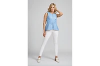 Reagan Faux Leather Peplum Top-sky