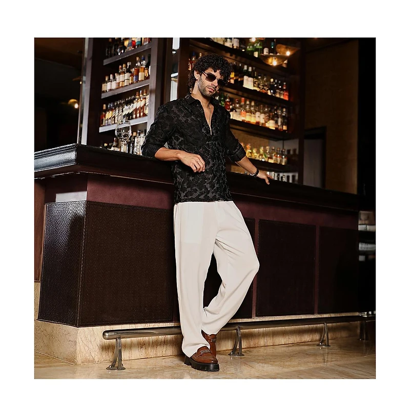 Campus Sutra Men's Charcoal Grey Nimbus Dark-Tone Shirt