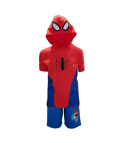 Spider-Man Big Boys Cosplay Hooded T-Shirt and Shorts Set