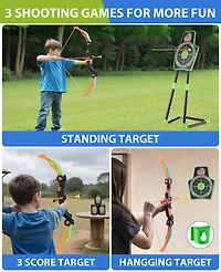 2-Pack Led Bow and Arrow Set for Kids with 12 Suction Arrows, 1 Standing Target, 3 Score Targets & 2 Light-u Quiver