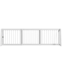 PawHut Freestanding Pet Gate with Retractable Length, 28"-75", Brown