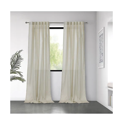 Habitat Bolton Light Filtering Dual Header Semi Sheer Slub Textured Weave Blends with Any Decor Curtain Panel 52" x 63" Linen