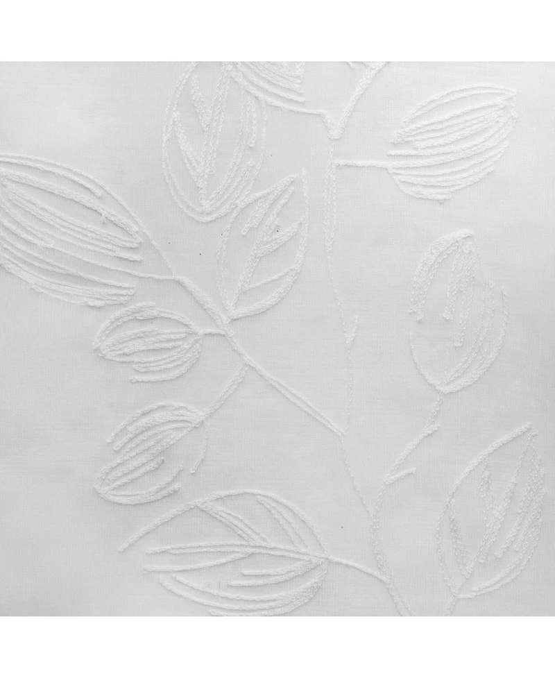 Habitat 100% Polyester Selina Sheer Grommet Leaf Embroidered Curtain Panel 52" x 95" White