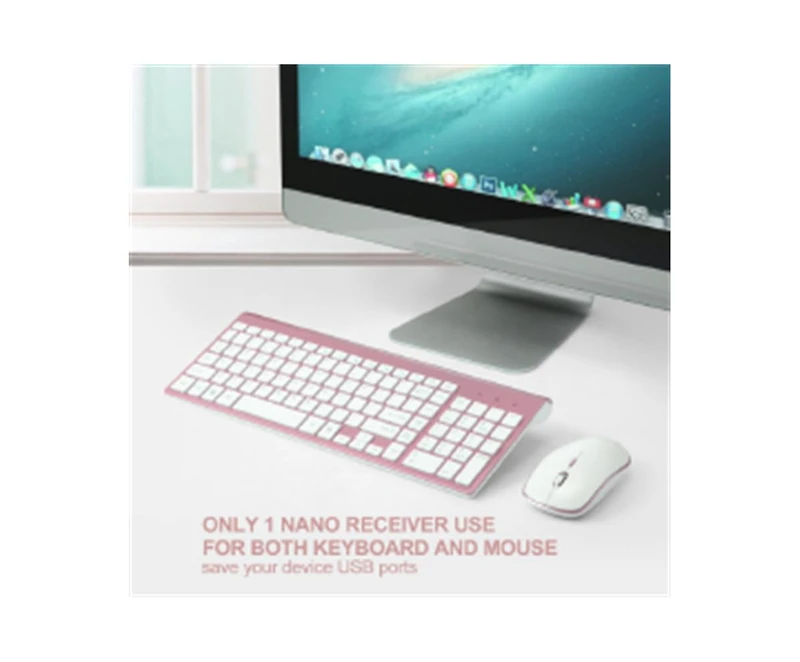 Riso Ultra-Thin Silent Ergonomic Wireless Keyboard and Mouse Combo with Numeric Keys and 2.4G Receiver for Pc and Laptop