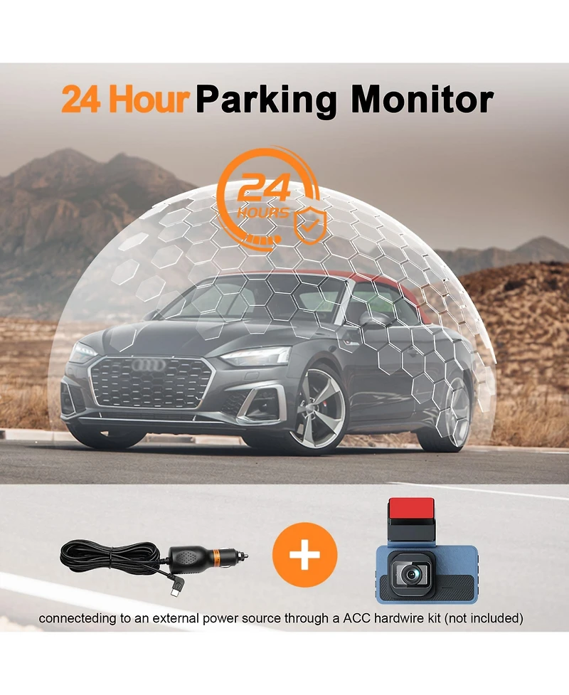 4K Front and 1080P Rear Dash Cam – Dual Car Camera with Wi-Fi, Gps Tracking, Night Vision & 128GB Card