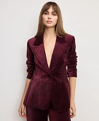 Good American Women's Long Sleeve Velvet Sculpted Blazer, Regular and Plus Size
