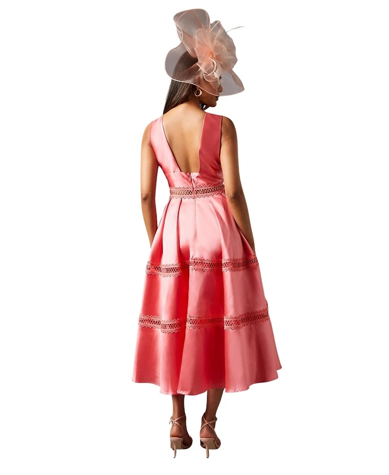 Coast Women's Twill Midi Dress With Lace Trims