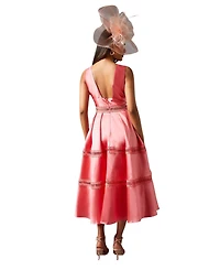 Coast Women's Twill Midi Dress With Lace Trims