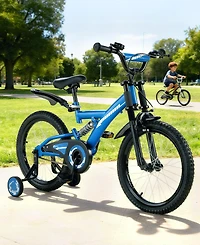 18-Inch Kids Bike for Boys & Girls – Beginner Bicycle with Training Wheels, Kickstand, Adjustable Seat, Coaster Brake & Handbrake