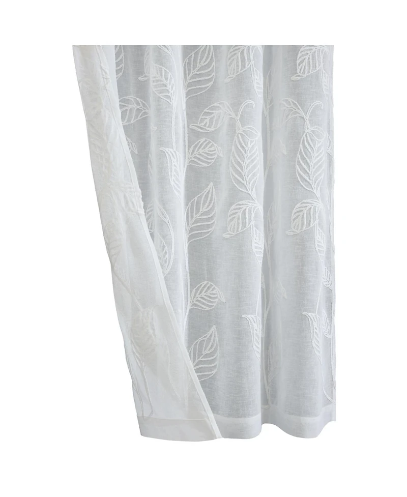 Habitat 100% Polyester Lausanne Sheer Chenille Leaf Delightful Texture Grommet Curtain Panel 52" x 84" Off White