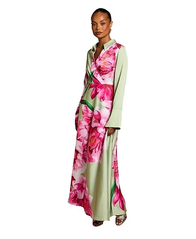 Coast Women's Placement Print Wrap Front Gown