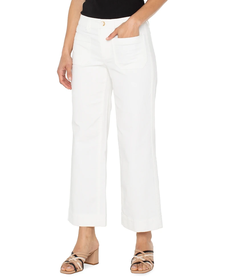 Liverpool Los Angeles Women's Mid-Rise Crop Wide-Leg Corduroy Pants