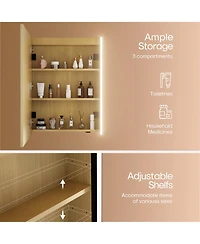 Hauschen Home 30x23inch Led Lighted Medicine Cabinet with Mirror, Dimmable, 3000K/5500K, Adjustable Shelf, Flat-Pack Design