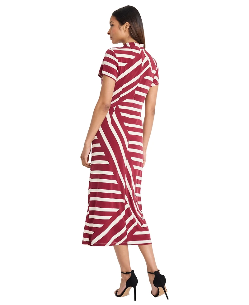 Donna Morgan Women's Mock Neck Short-Sleeve Dress