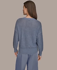 Donna Karan Weekend Women's Open Stitch Crewneck Sweater