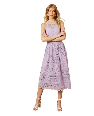 Oasis Women's Lace Detail Halterneck Midi Dress
