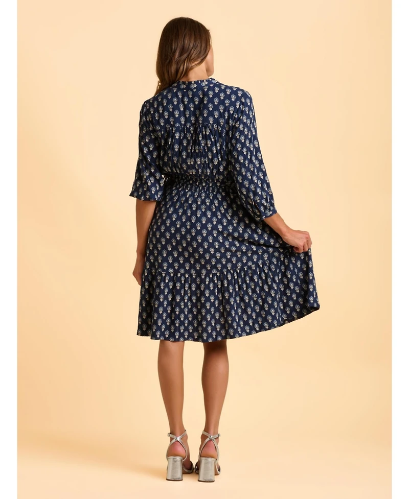 Brakeburn Women's Alpine 3/4 Sleeve Drawstring Waist Dress