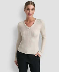 Dkny Women's Sleek Long Sleeve Shine Sweater