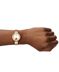 Tory Burch Women's The Pierced Small Quartz Two-Hand Rose Gold Leather, 30mm