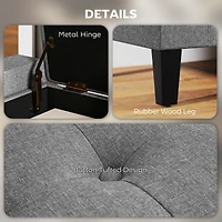 Homcom Recgular Tufted Linen Storage Ottoman Bench with Flipping Top