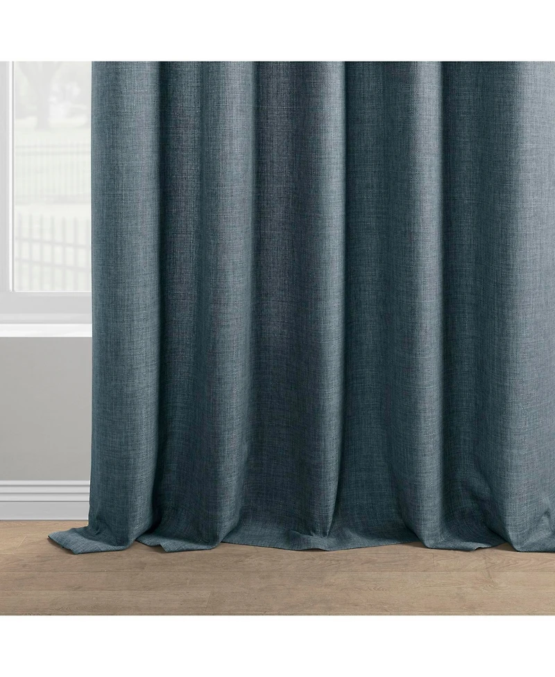 Half Price Drapes Sweden Blue Italian Faux Linen Room Darkening Curtain