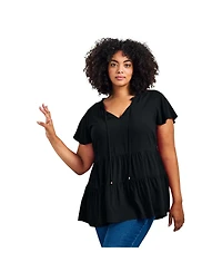 Avenue Women's Lani Flutter Sleeve Tiered Top