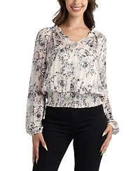 Bcx Juniors' Sheer Long-Sleeve Top