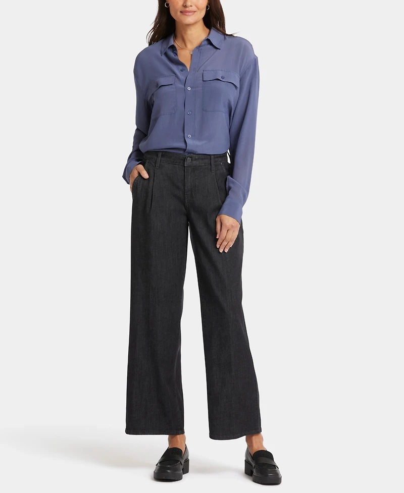 Nydj Women's Teresa Wide Leg Ankle Pleated Jeans