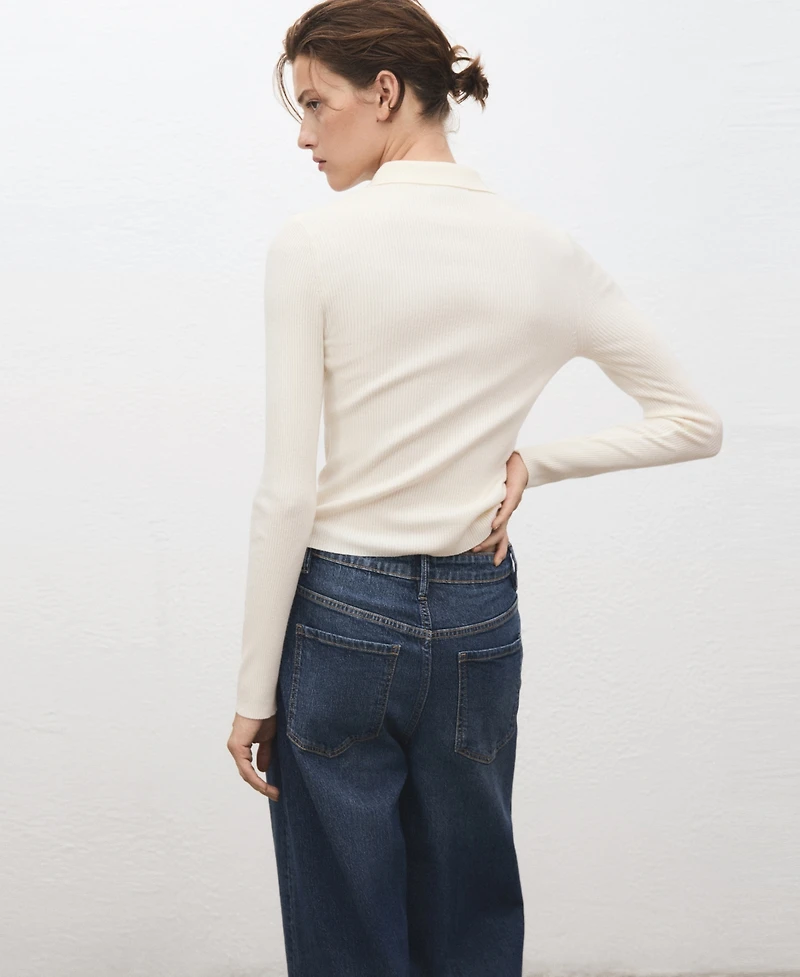 Mango Women's Polo-Neck Ribbed Sweater