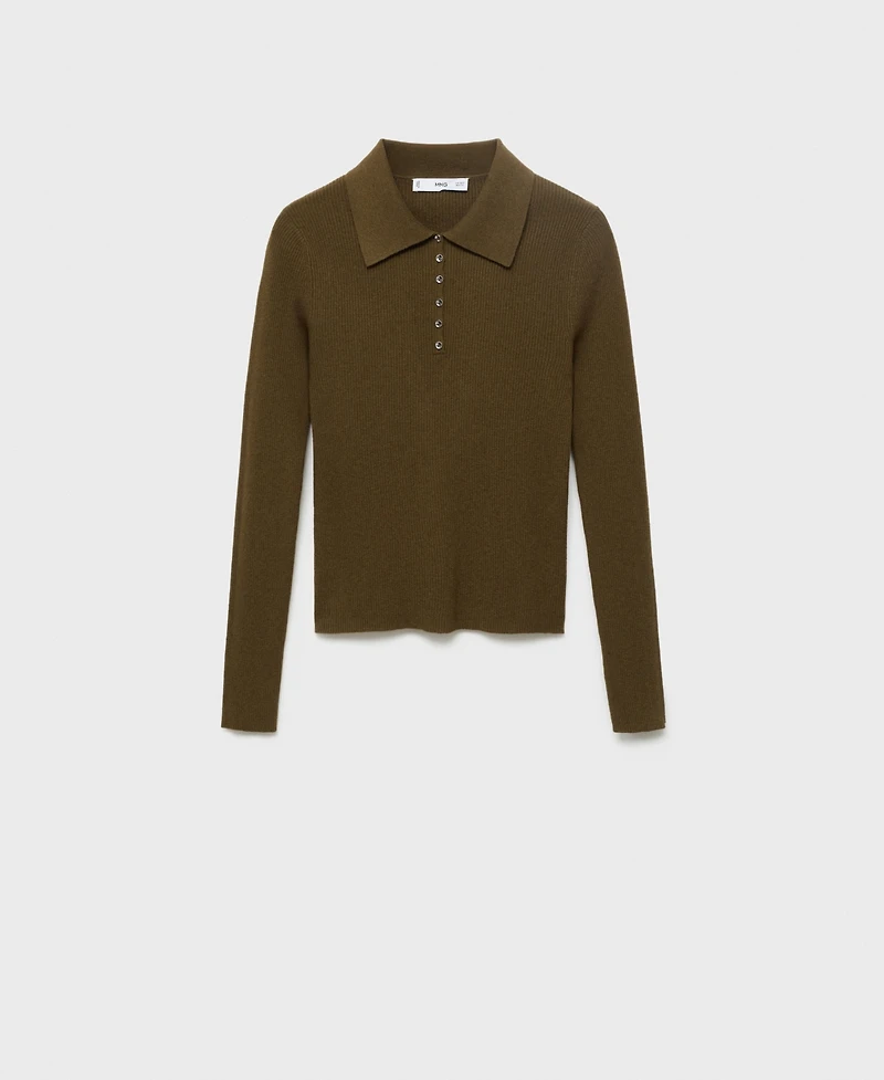 Mango Women's Polo-Neck Ribbed Sweater