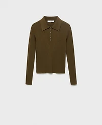 Mango Women's Polo-Neck Ribbed Sweater