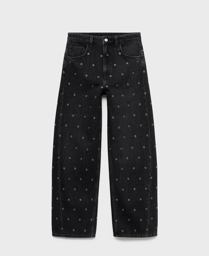 Mango Women's Eyelets Detail Balloon Jeans