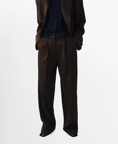 Mango Women's Pleated Straight-Leg Suit Pants