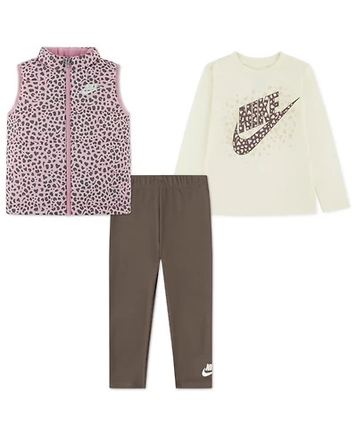 Nike Toddler Girls 2T-4T 3-Piece Wild Warmth T-Shirt, Vest and Pants Set