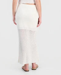 Hooked Up by Iot Juniors' Pull-On Crochet Maxi Skirt