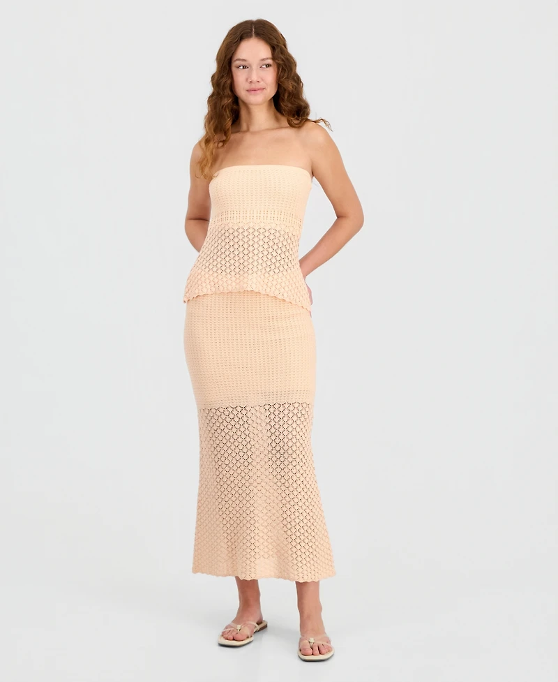 Hooked Up by Iot Juniors' Strapless Crochet Tube Top