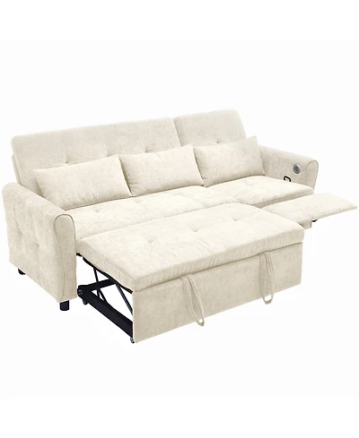 2-in-1 Sofa 82 Inches Three-seater with a Bed and Reversible Recliner for Living Room