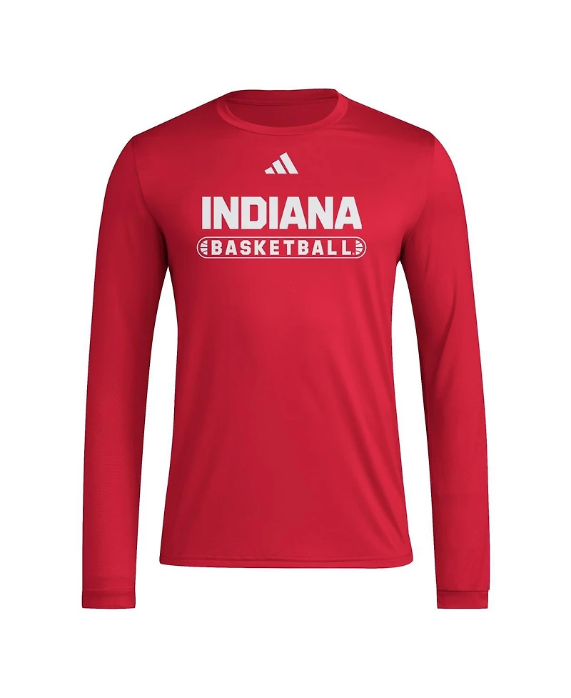 Adidas Men's Crimson Indiana Hoosiers On-Court Pregame Long Sleeve T-Shirt