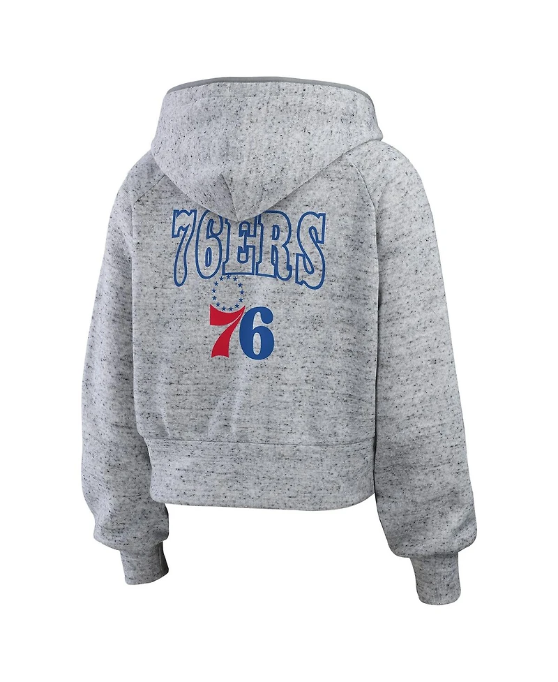 Wear by Erin Andrews Women's Heather Gray Philadelphia 76ers Speckled Radiator Full-Zip Hoodie